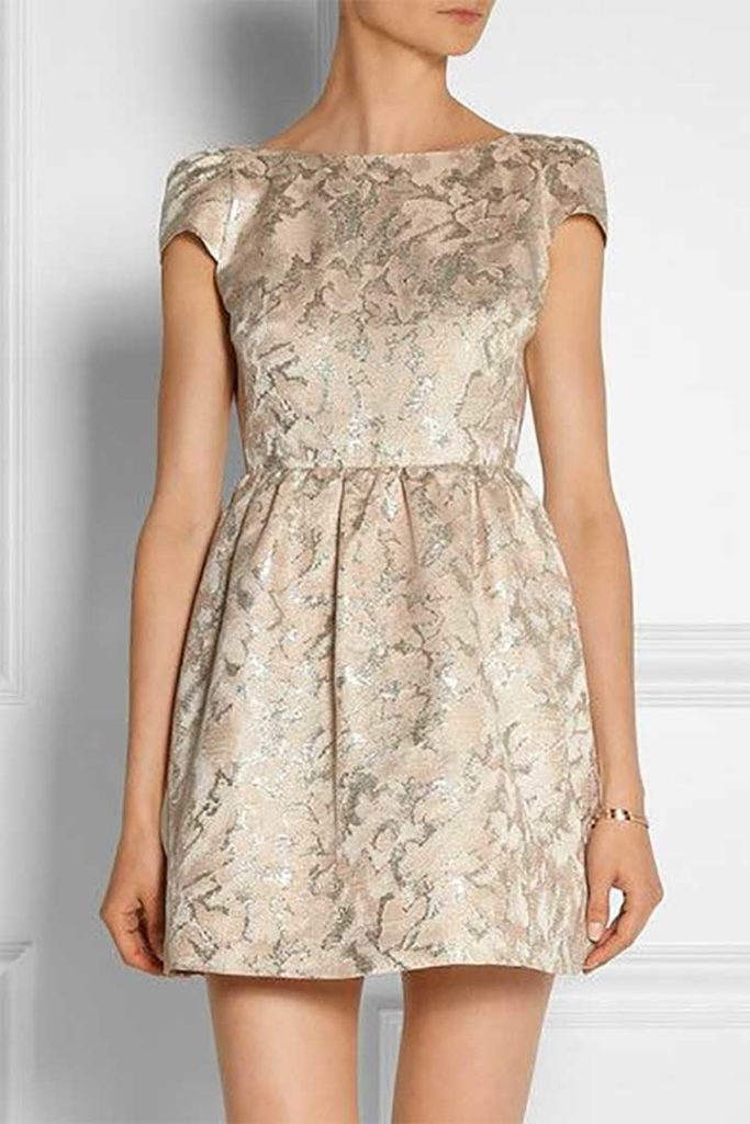 Alice + Olivia Nelly Metallic Jacquard Dress