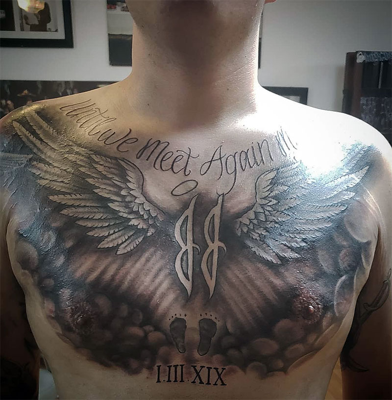 angel wing tattoos on back