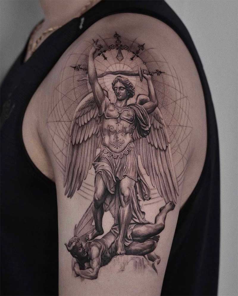 archangel tattoo forearm