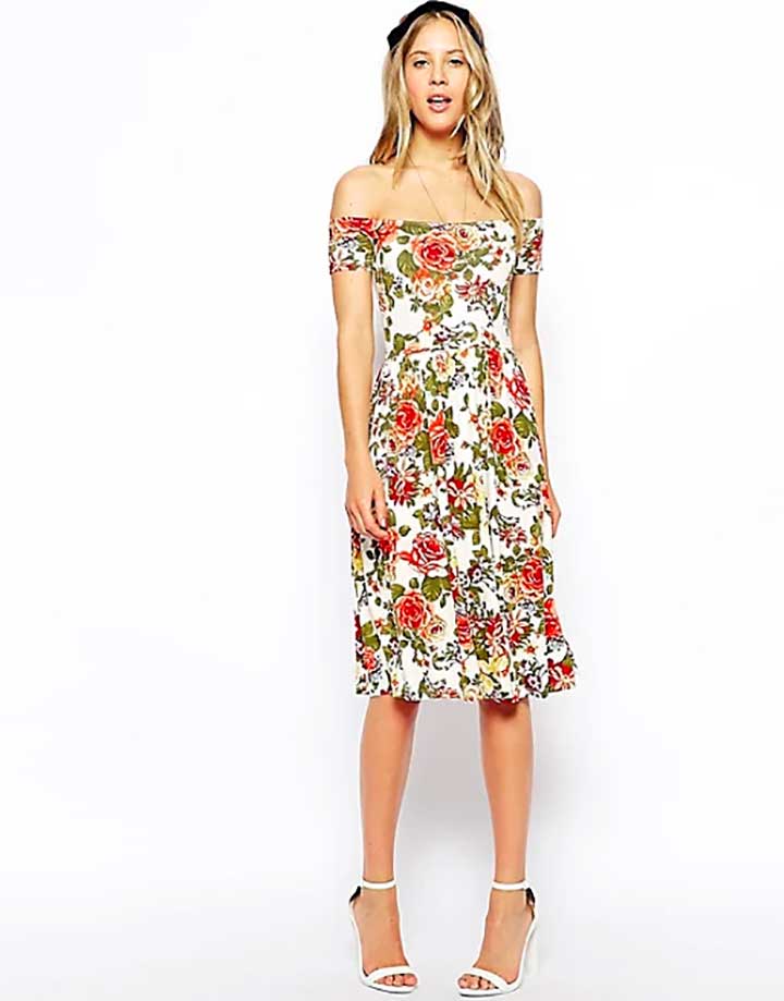 ASOS Bardot Skater Dress in Pretty Floral