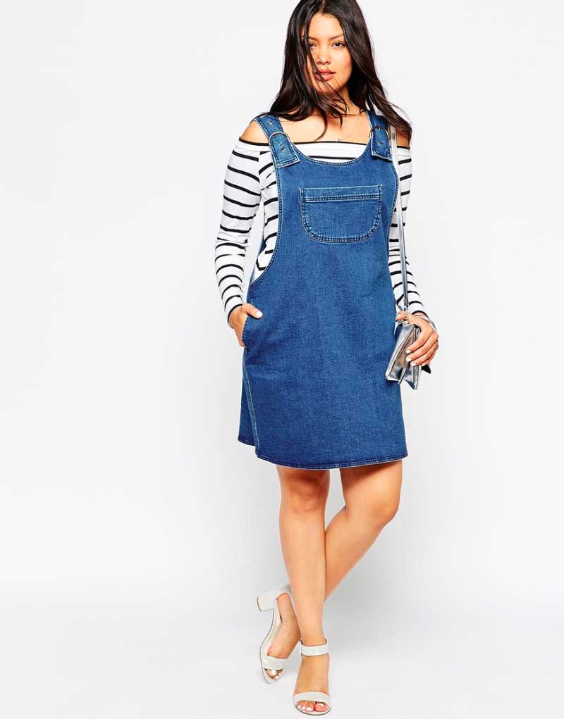 ASOS Curve Denim Buckle Dress