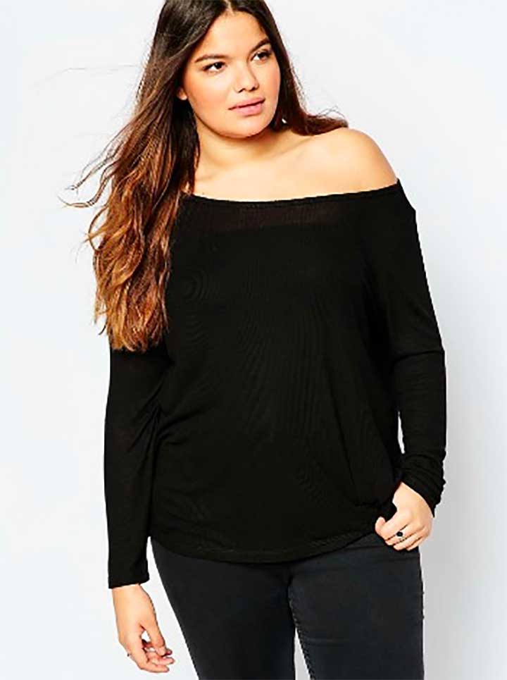 ASOS CURVE Top with Off Shoulder Detail in Slouchy Fabric