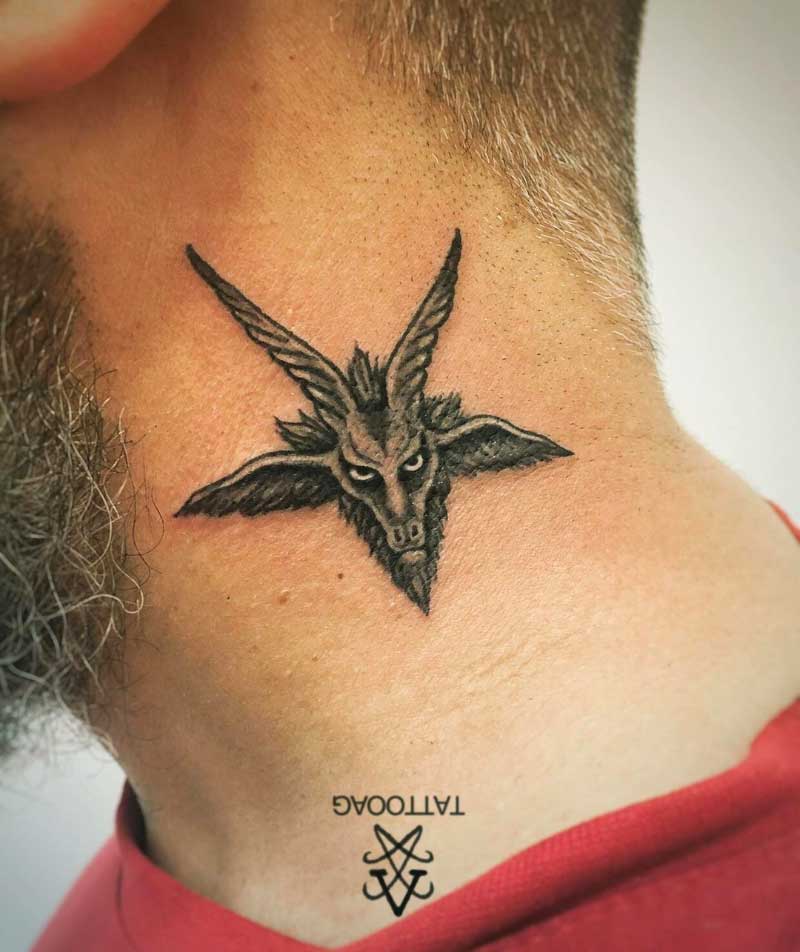 Baphomet Neck Tattoo