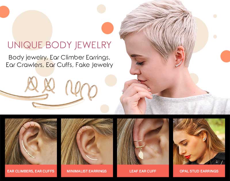 Body Jewelry, Earrings, Ear Cuff Crawler Hoops