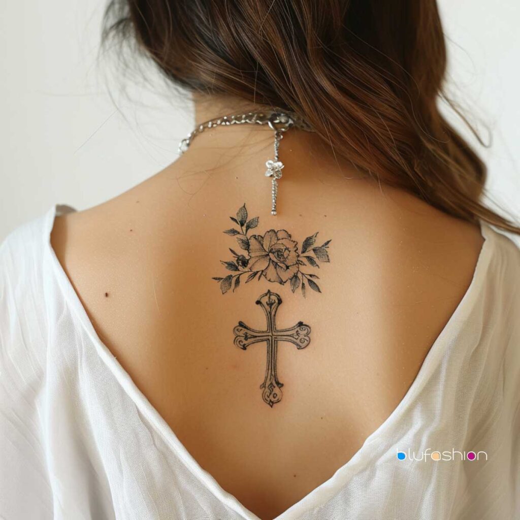 Christian temporary cross tattoo