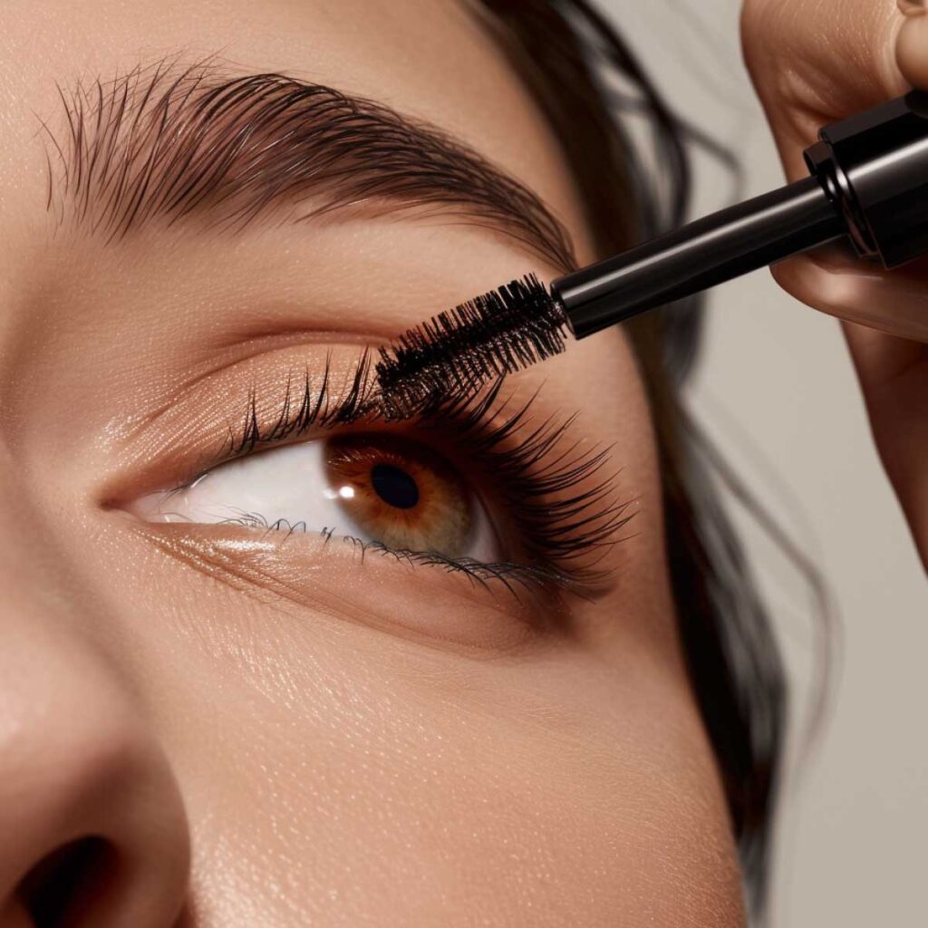 A woman applying a mascara cocktail technique