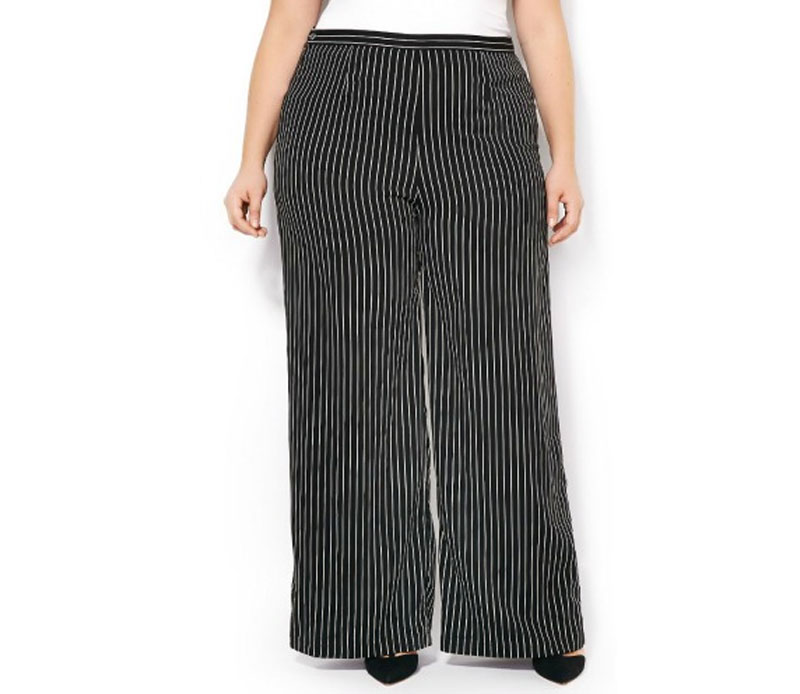 Curvy Fit Striped Wide Leg Pant