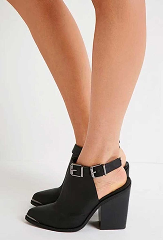 Cutout Faux Leather Booties