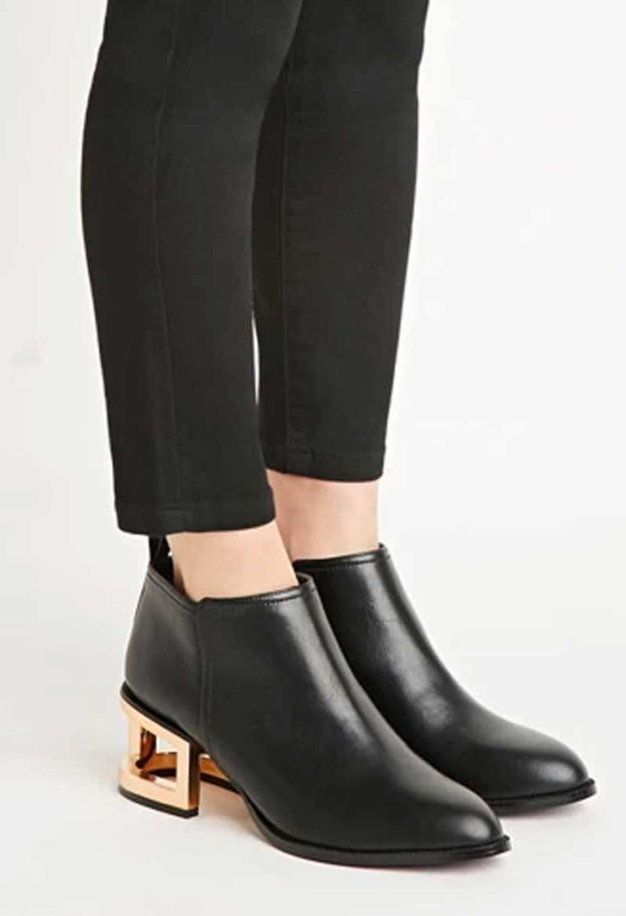 Cutout-Heel Faux Leather Booties