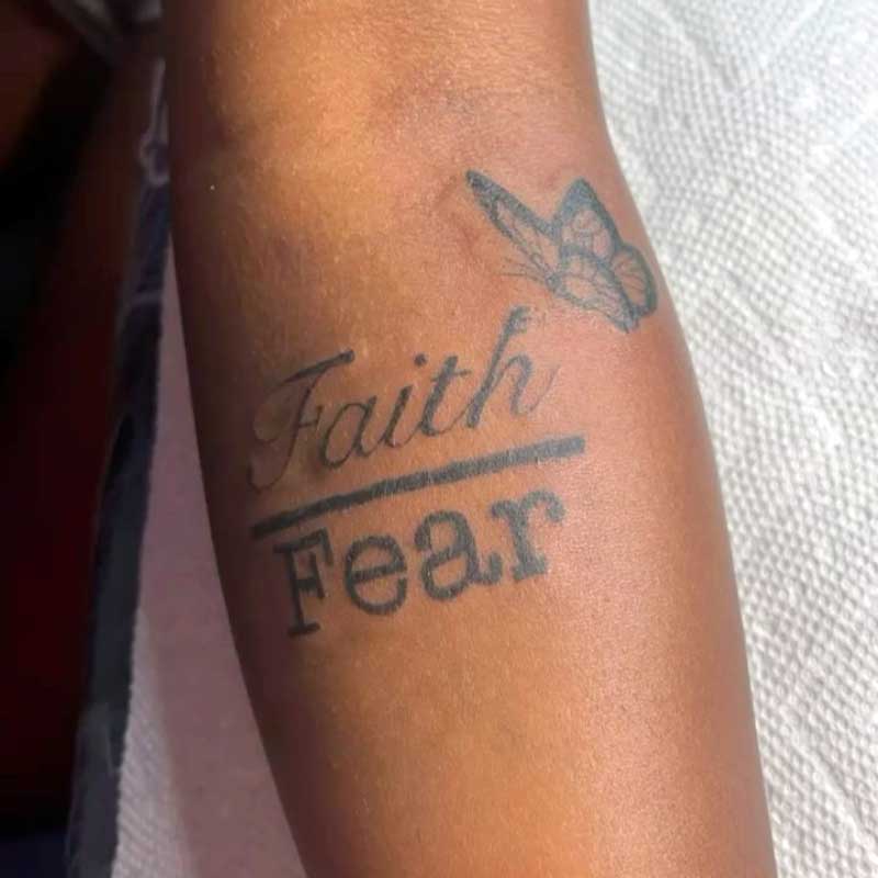 Dainty Faith Over Fear Tattoos