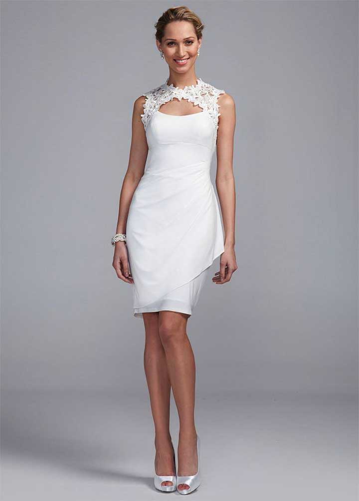 DB Studio Short Jersey Dress with Lace Keyhole Back