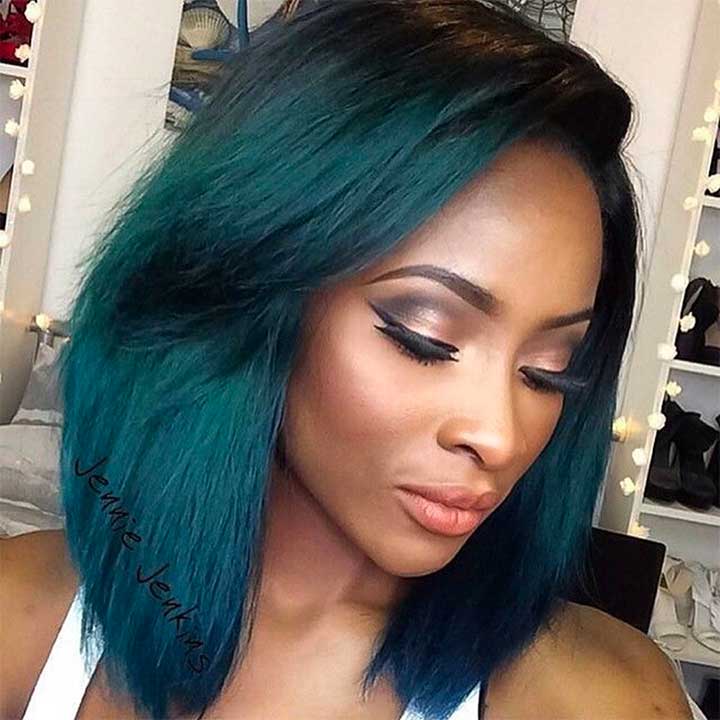 Deep Blue-Green Hair Color