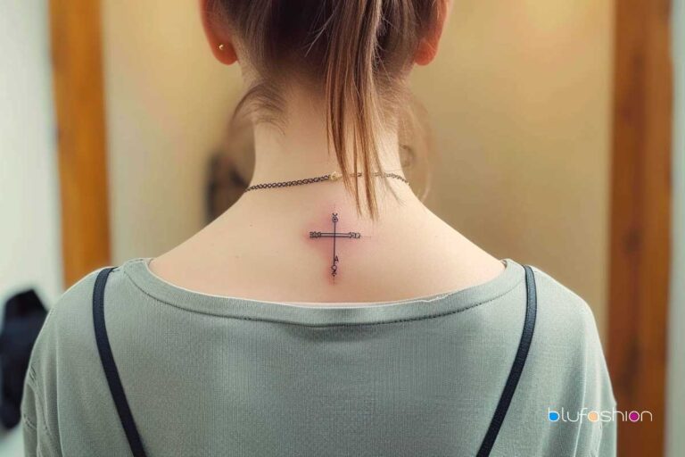 deep meaning women's feminine cross tattoo