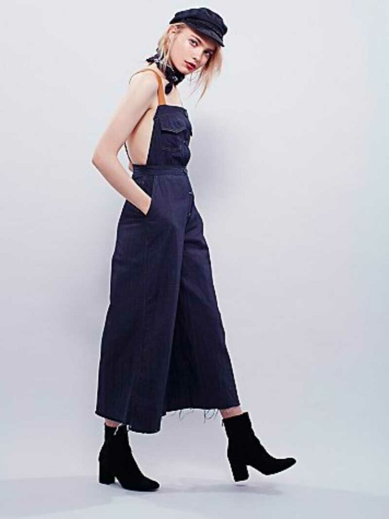 Denim Wide-Leg Overalls