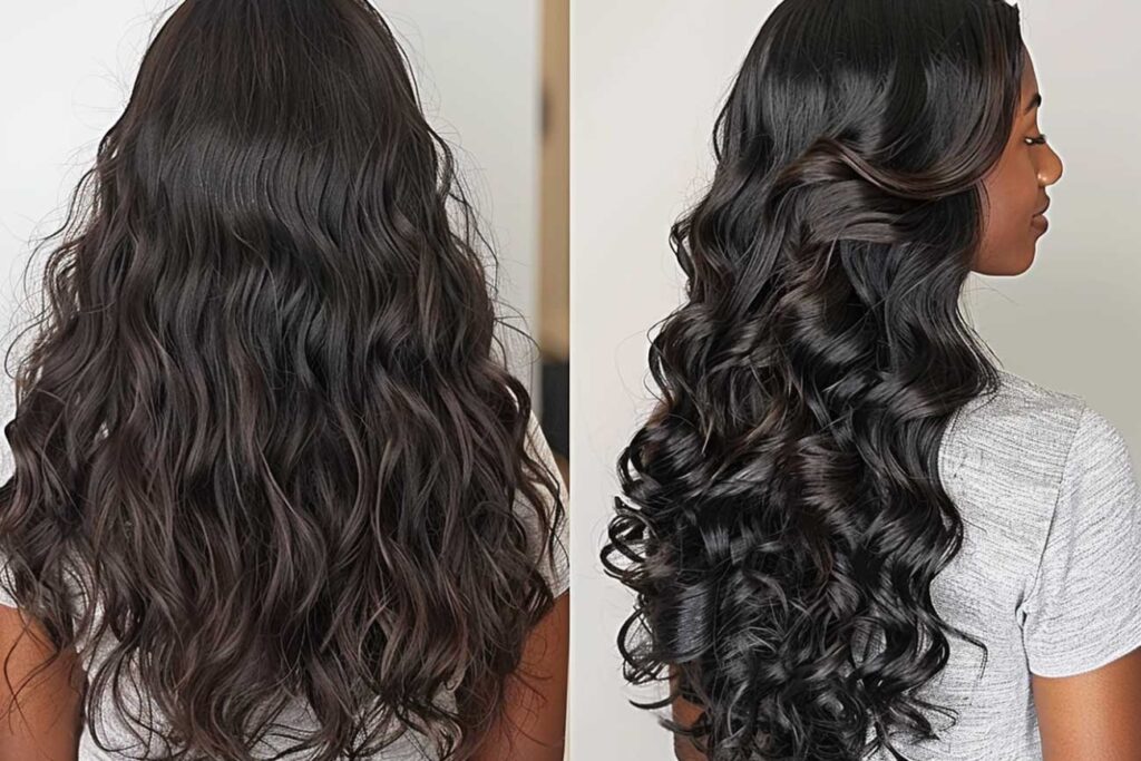 Dramatic Curls: Extensions Before and After Showcase