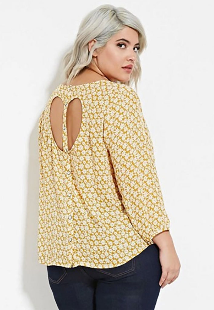 Daisy Print Cutout-Back Top