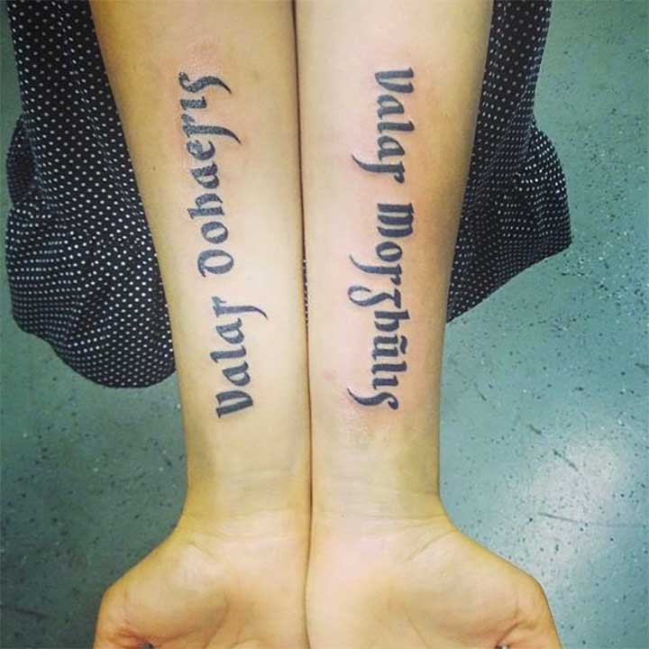 Game of Thrones tattoo Valar morghulis valar dohaeris all men must die and all men must serve