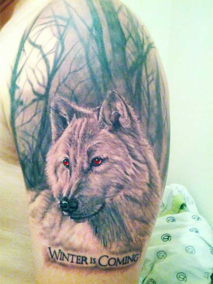 Game of Thrones Tattoos: Winter is coming wolf