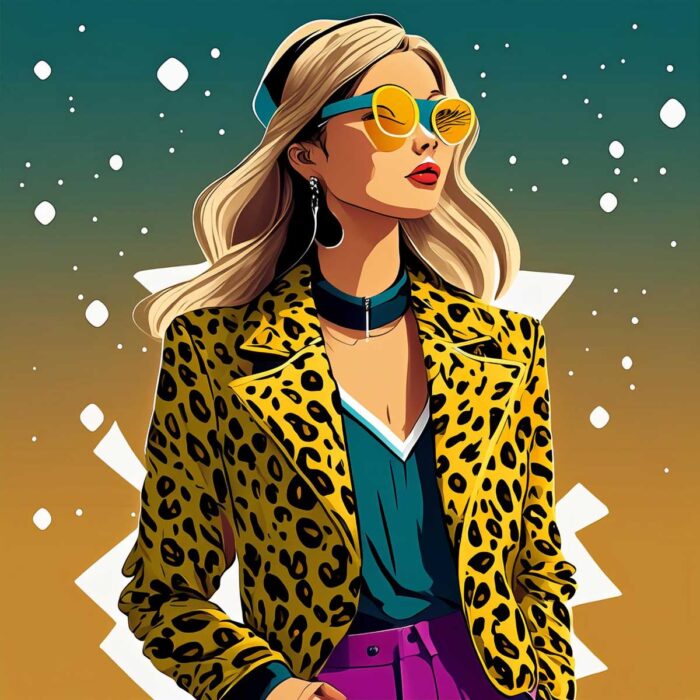 Fashion Illustration Art Print: Girl in Stylish Leopard Jacket