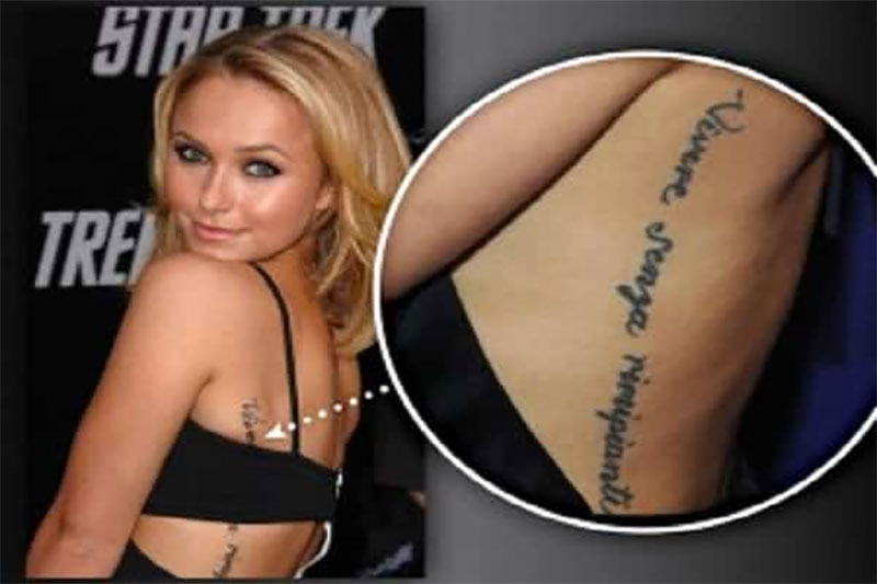 Hayden Panettiere misspelled tattoos celebrities