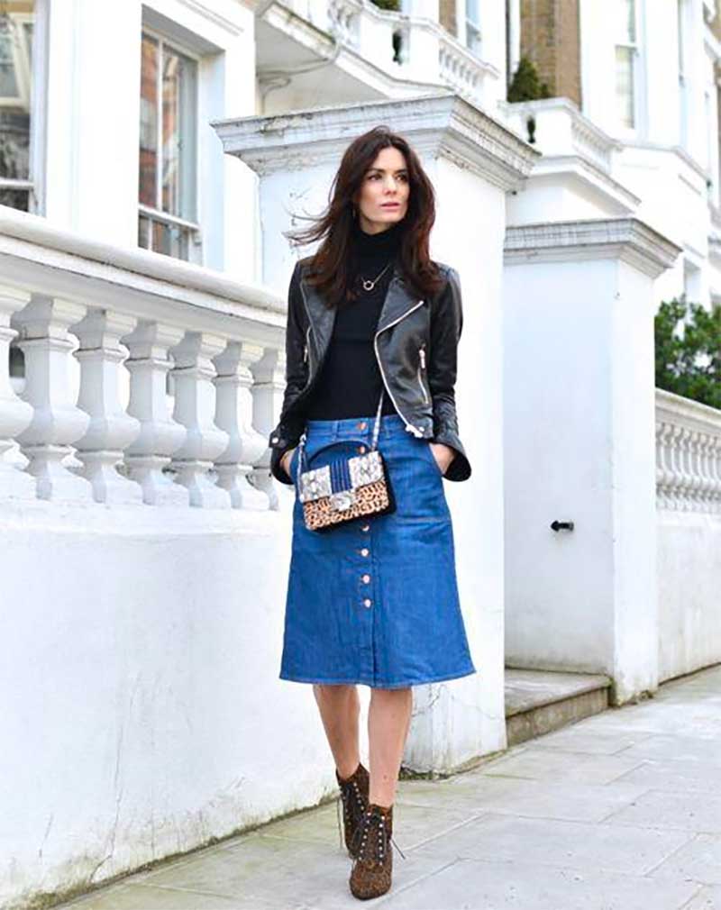 Hedvig denim skirts With Leather