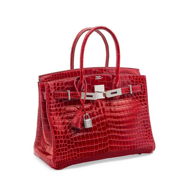 Hermès Exceptional Collection Shiny Rouge H Porosus Crocodile