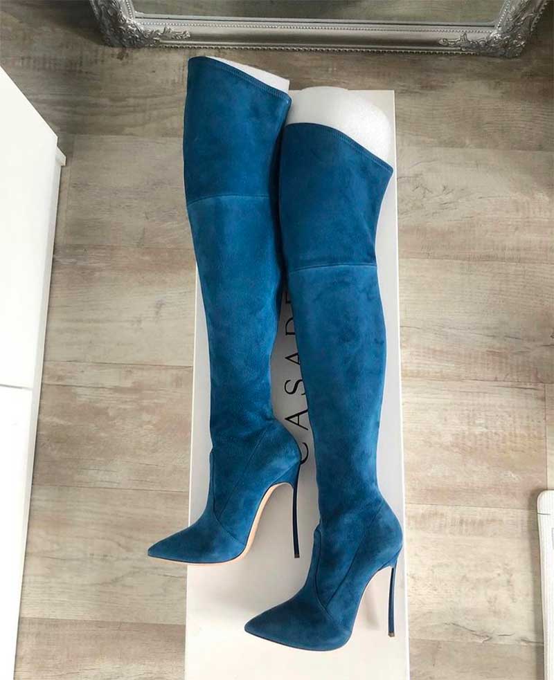 High heel boots knee high