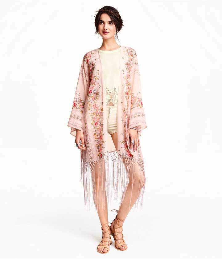 H&M Kimono Shawl With Fringe