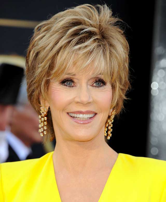 Jane Fonda's layered shag haircut