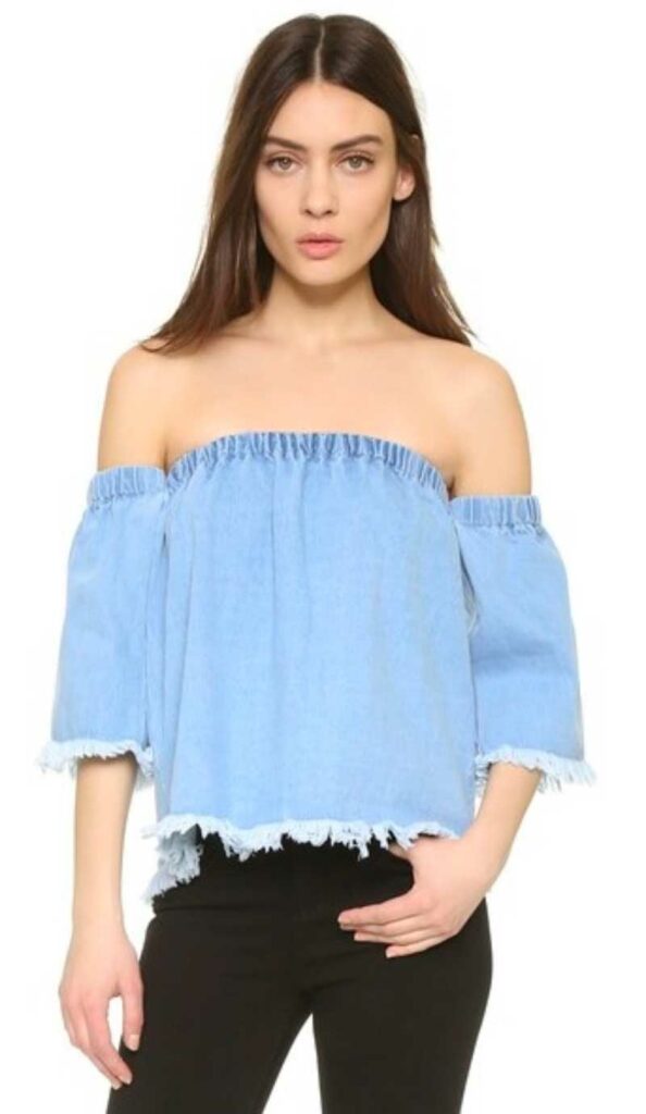 JOA Frayed Hem Blouse