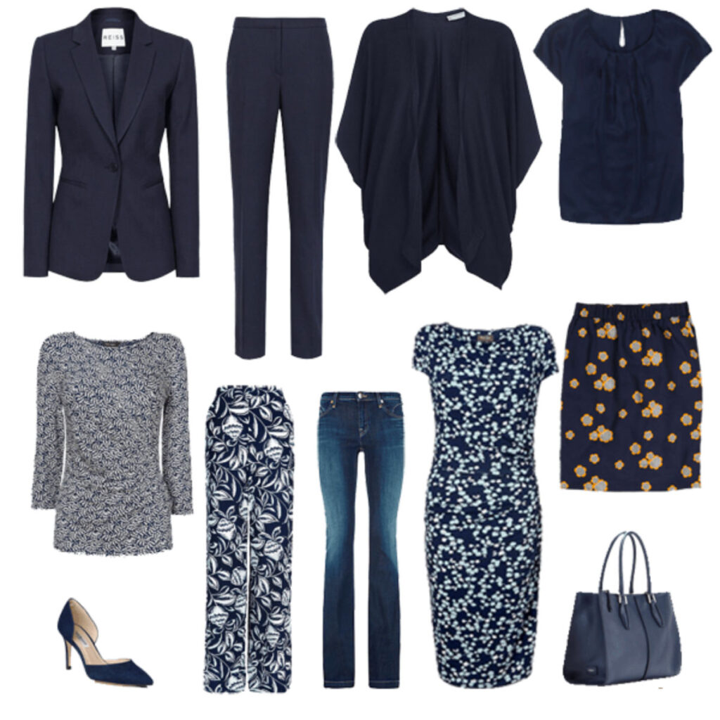 The colour blocks: Neutral - Navy pieces: 