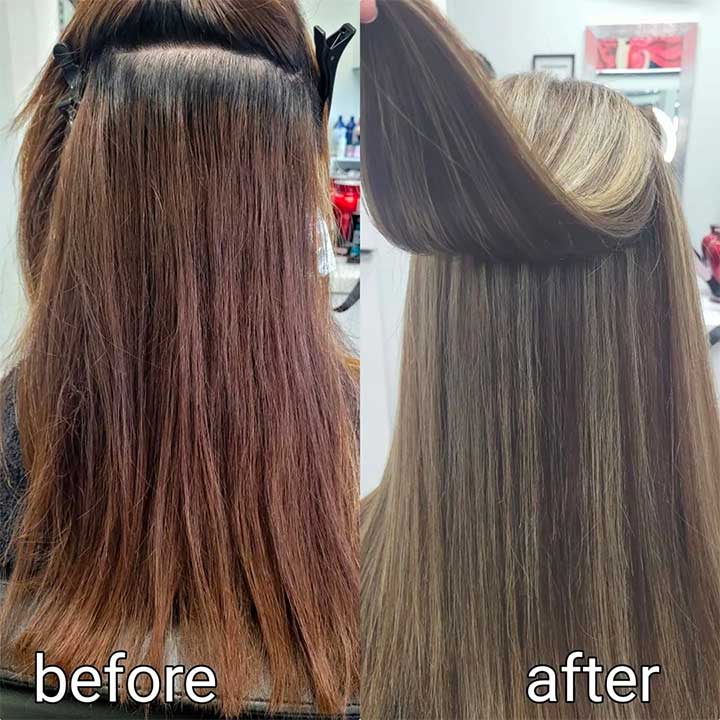 Partial vs full highlights blonde - before and after photos