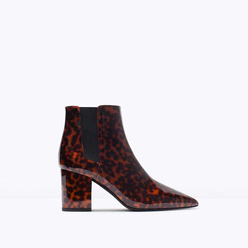 Shiny Print High-Heeled Booties