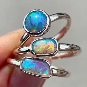 Sterling silver rings with Australian opals