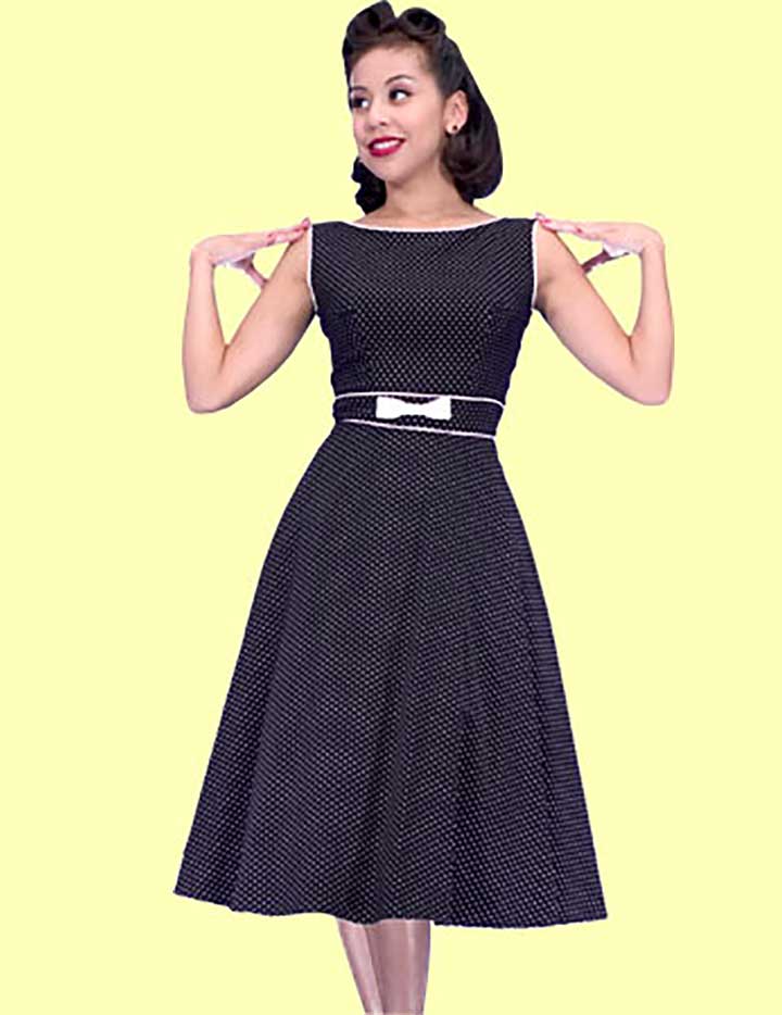 Stop Staring Black & White Polka Dot Boat Neck Swing Dress