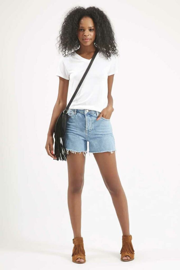 Topshop Ashley Frayed Denim Shorts