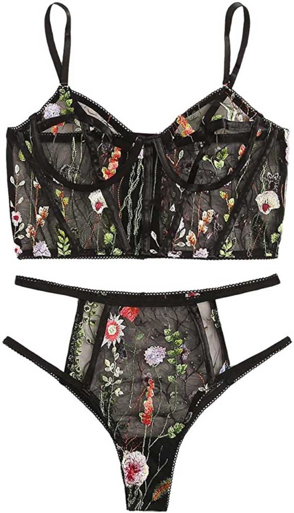 Topshop Floral Embroidered Underwire Bra and Panties