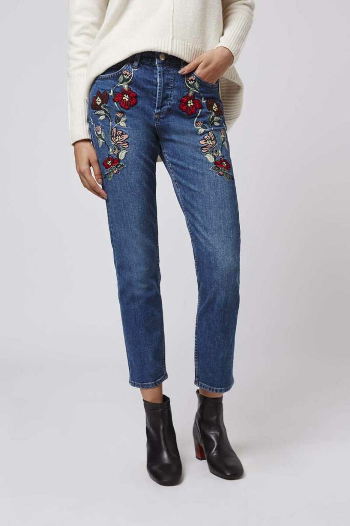 Topshop Moto Emboirdered Jeans