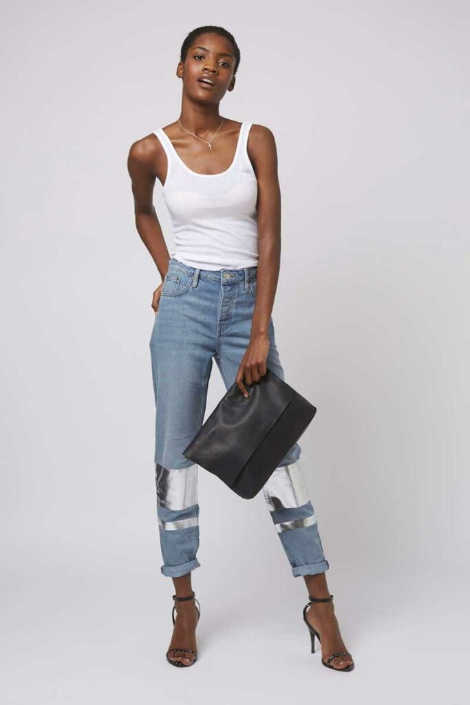 Topshop Silver Hem Jeans