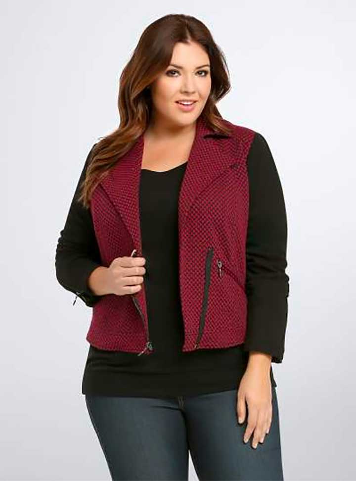 Torrid Checkered Print Moto Jacket