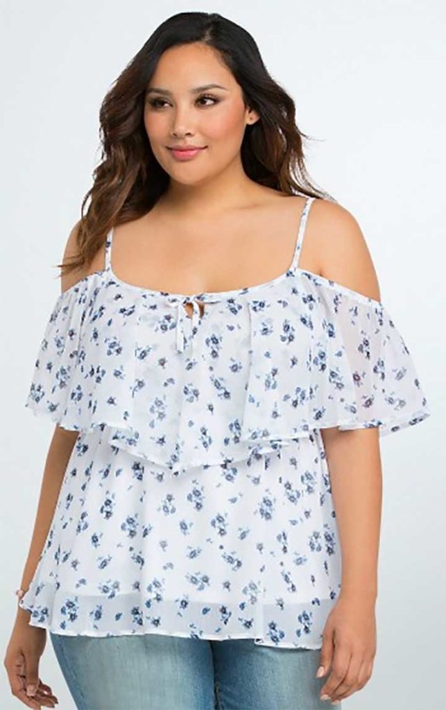 Torrid Floral Chiffon Cold Shoulder Top