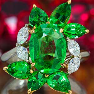 Tsavorites and diamonds