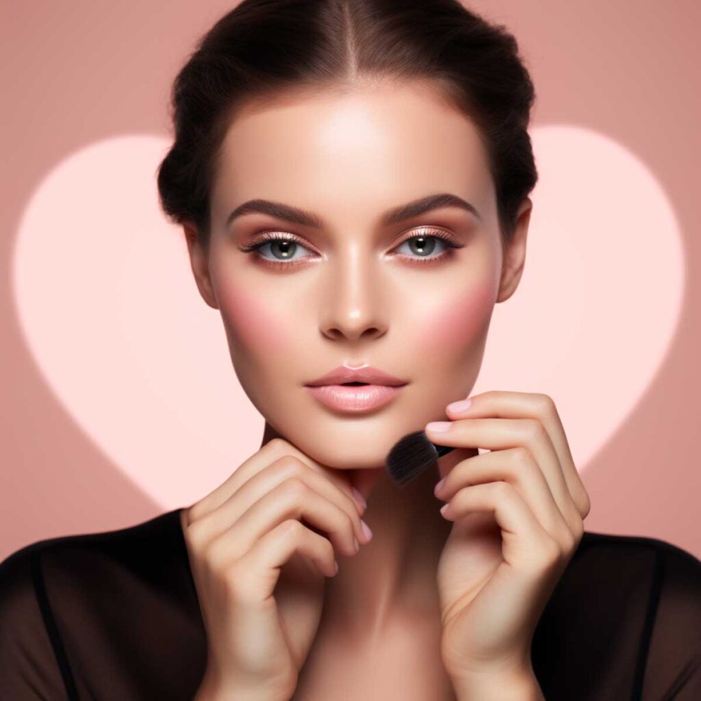 What are some makeup looks that complement heart-shaped faces