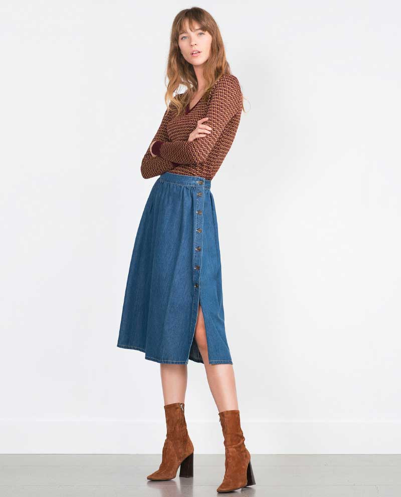 Zara Flowing Denim SKirt