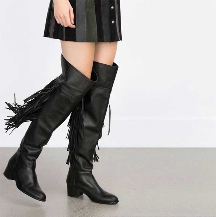 High Heel Leather Boots - Zara Tassel Boots