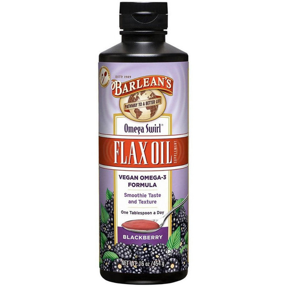  Barlean's Omega Swirl Omega-3 Flax Oil Supplement Blackberry 16 Fl Oz 