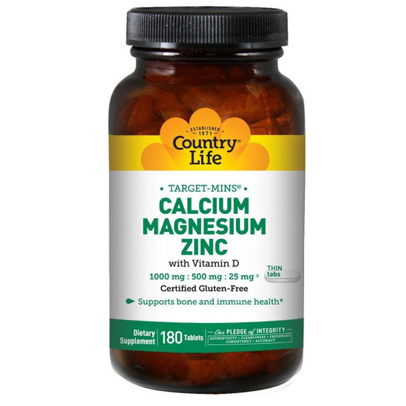  Country Life Calcium Magnesium Zinc 180 Tablets 