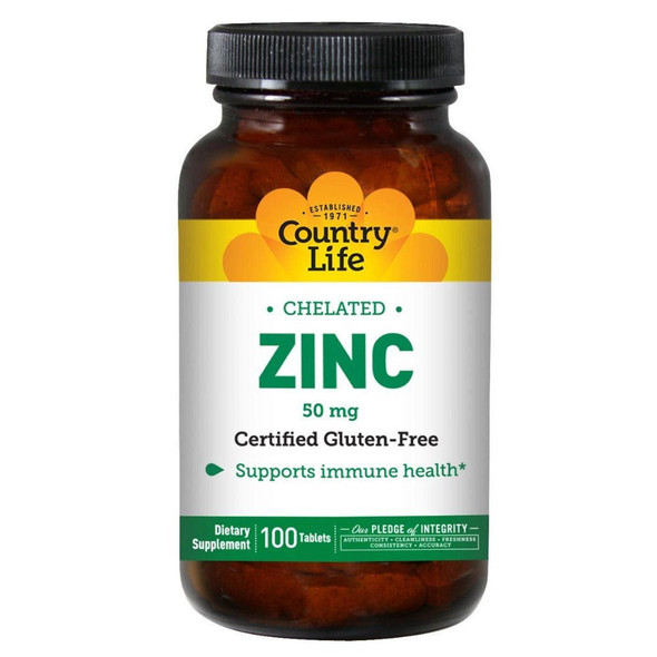  Country Life Zinc Chelated 50mg 100 Tablets 