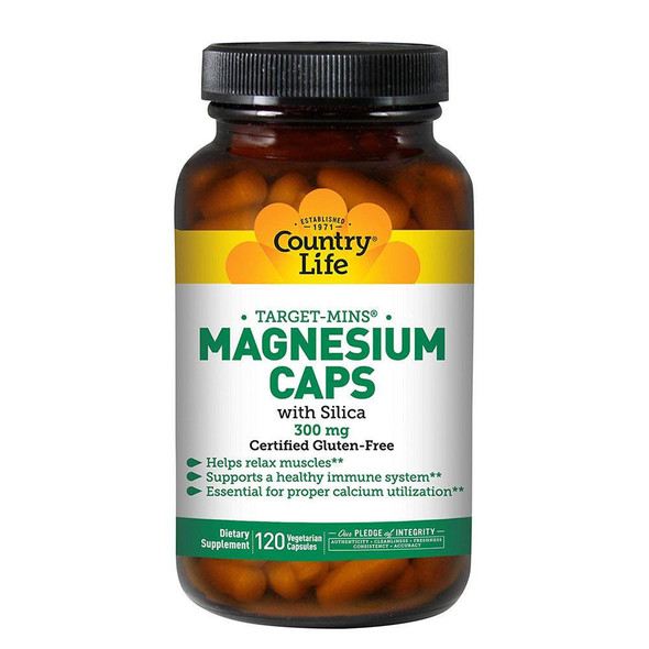  Country Life Magnesium Caps with Silica 300mg 120 Capsules 