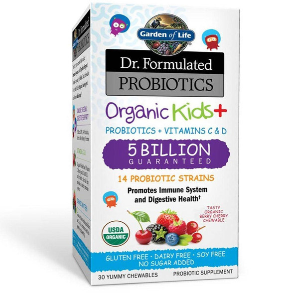  Garden of Life Dr. Formulated Probiotics Organic Kids+ 30 Chewables 